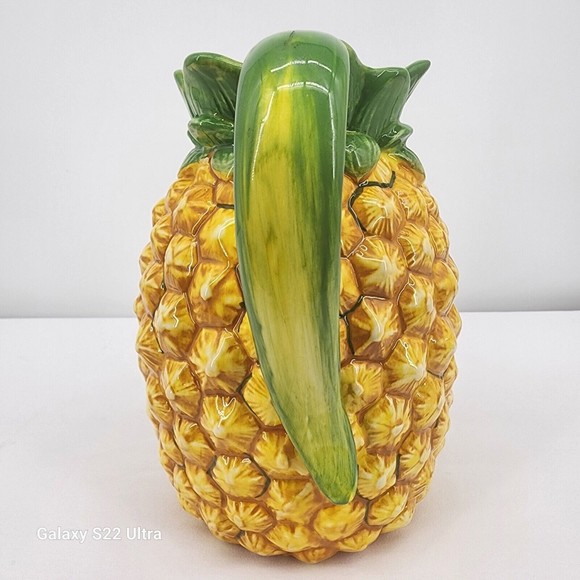 Rare Hard to Find 222 Fifth Tropical Pineapple Pitcher Jug 8" Yellow and Green - Picture 4 of 13